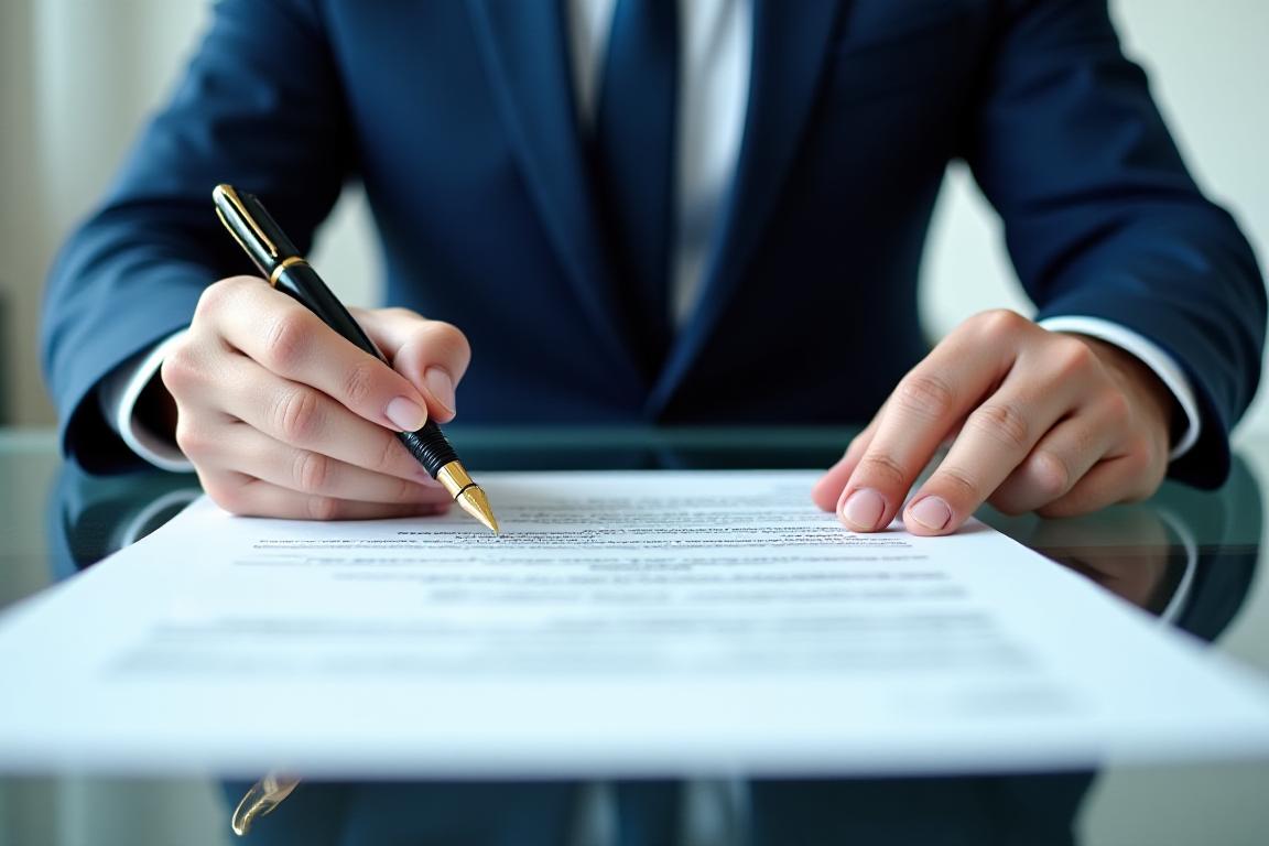 Lawyer reviewing complex documentation in a modern boardroom